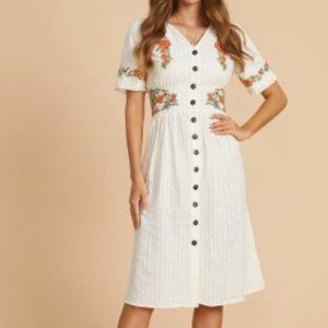 ROOLEE Embroidered Midi Dress